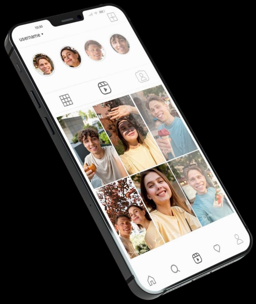 Smartphone com grade de fotos